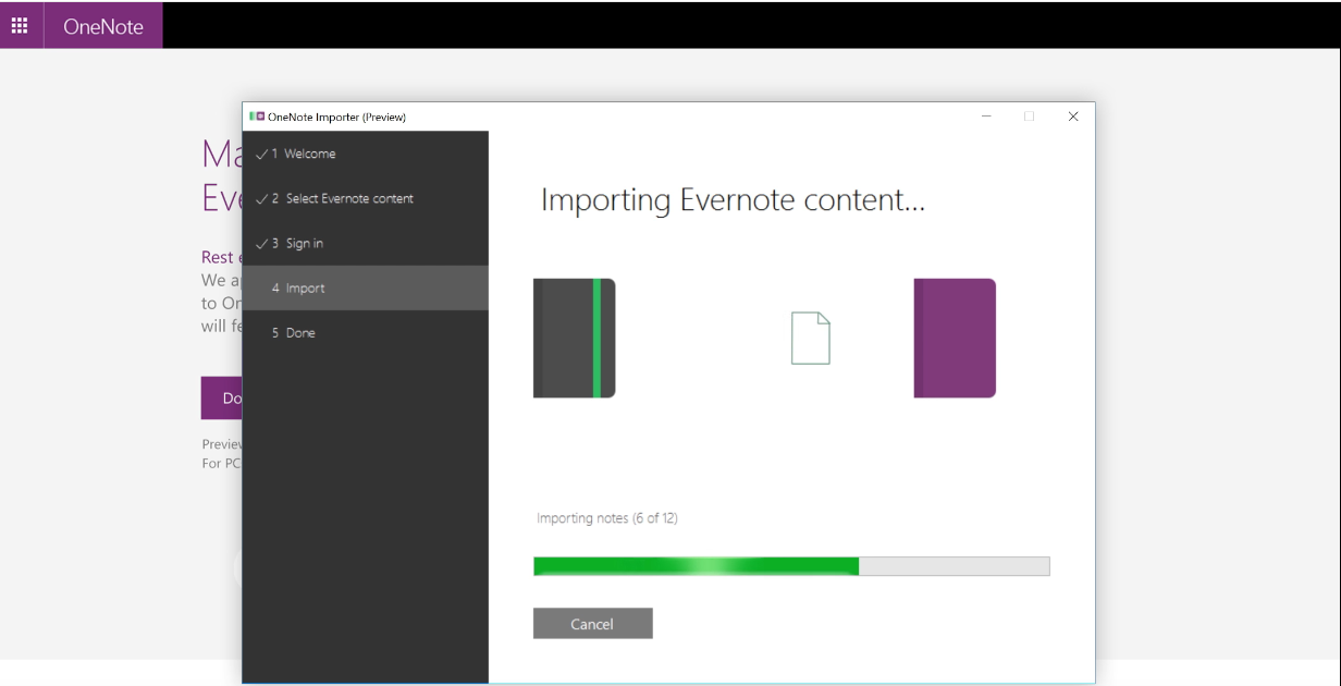 import evernote to onenote online